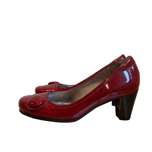 Ecco Red Patent Leather Womens Heels Size 37 office career woman feminine - Picture 1 of 15